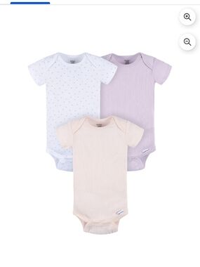 Gerber Baby Girls Short Sleeve Onesies 3-Pack in White, Light Pink, Lavender